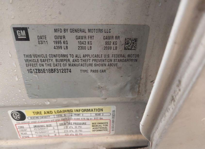 Photo 9 of 2011 Chevrolet Malibu LS (VIN 1G1ZB5E18BF312074)