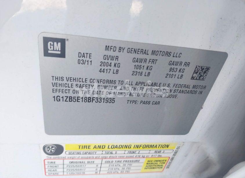 Photo 9 of 2011 Chevrolet Malibu LS (VIN 1G1ZB5E18BF331935)