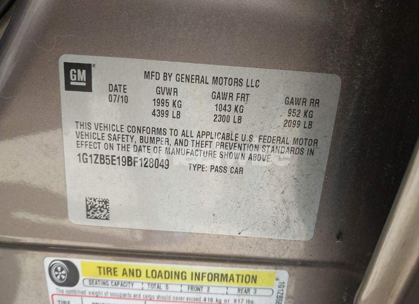 Photo 9 of 2011 Chevrolet Malibu LS (VIN 1G1ZB5E19BF128049)