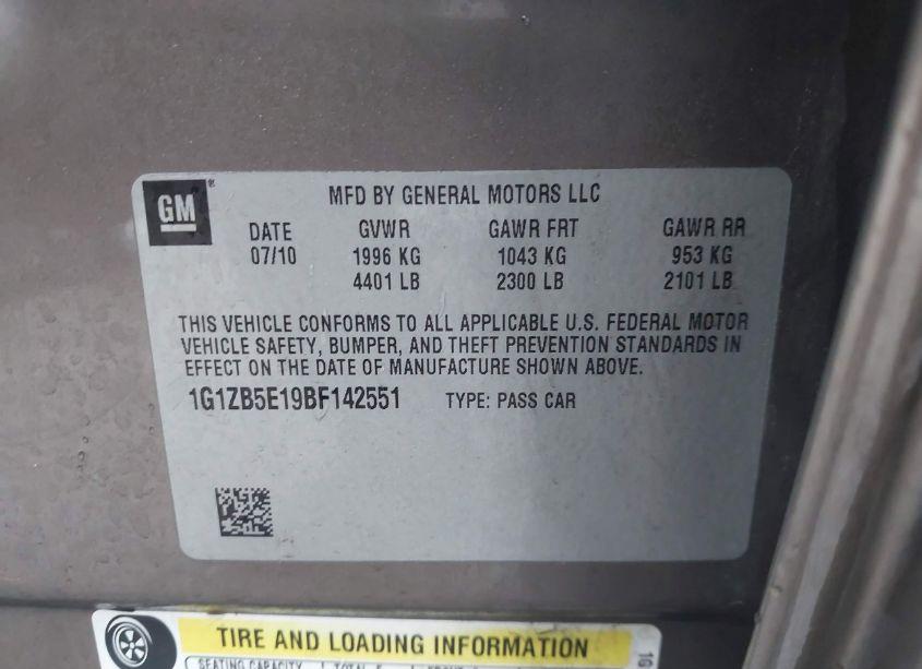 Photo 9 of 2011 Chevrolet Malibu LS (VIN 1G1ZB5E19BF142551)