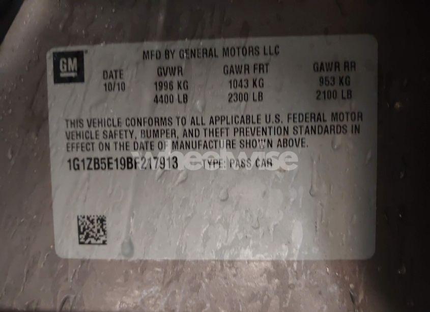 Photo 9 of 2011 Chevrolet Malibu LS (VIN 1G1ZB5E19BF217913)