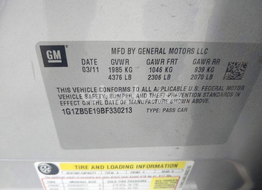 Photo 9 of 2011 Chevrolet Malibu LS (VIN 1G1ZB5E19BF330213)