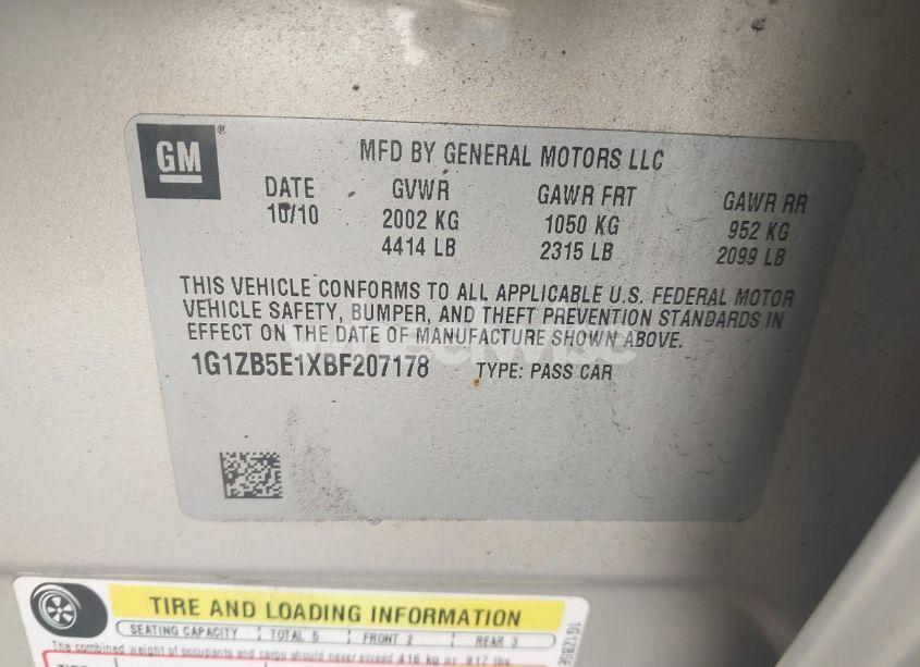 Photo 9 of 2011 Chevrolet Malibu LS (VIN 1G1ZB5E1XBF207178)