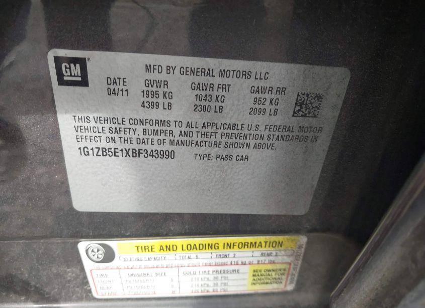 Photo 9 of 2011 Chevrolet Malibu LS (VIN 1G1ZB5E1XBF343990)