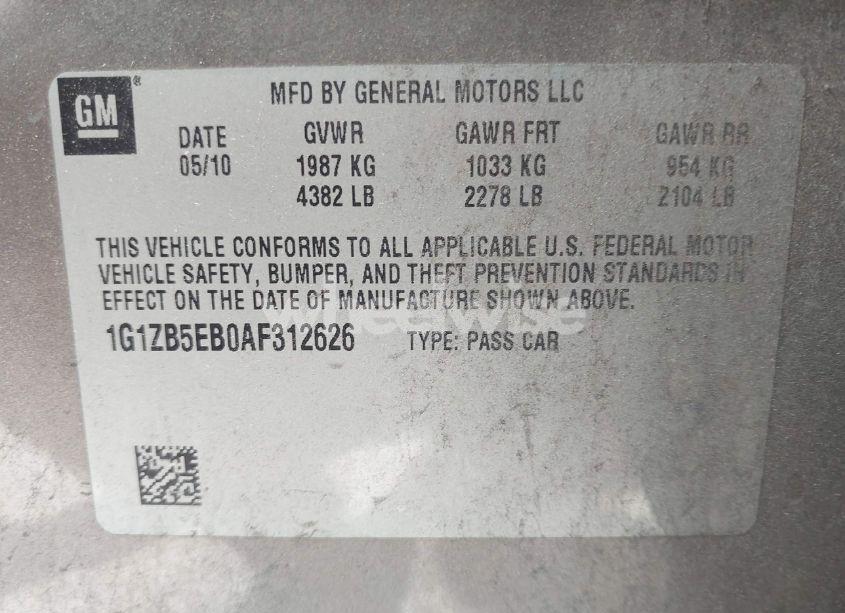 Photo 9 of 2010 Chevrolet Malibu LS (VIN 1G1ZB5EB0AF312626)