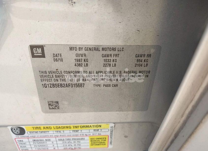 Photo 9 of 2010 Chevrolet Malibu LS (VIN 1G1ZB5EB2AF315687)