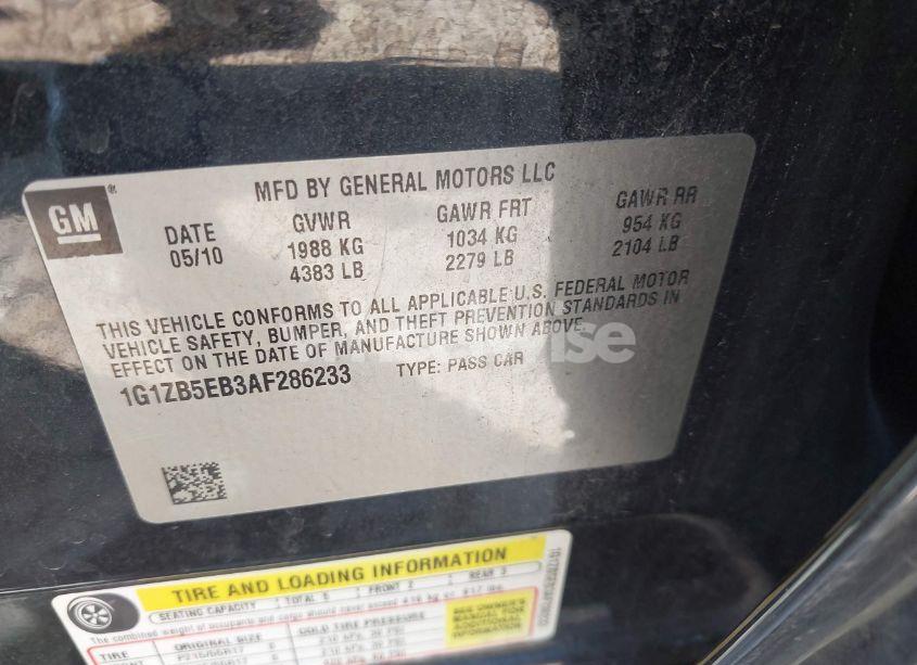 Photo 9 of 2010 Chevrolet Malibu LS (VIN 1G1ZB5EB3AF286233)