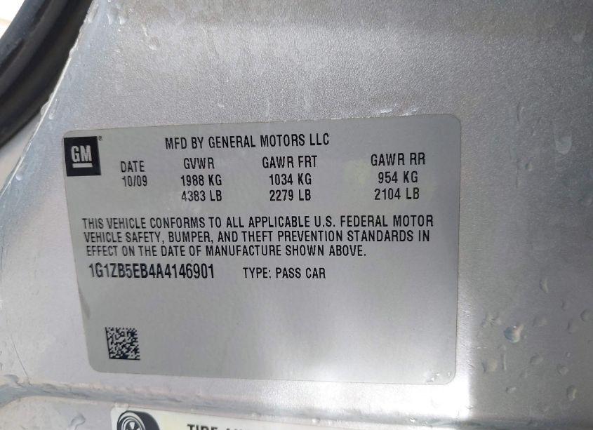 Photo 9 of 2010 Chevrolet Malibu LS (VIN 1G1ZB5EB4A4146901)