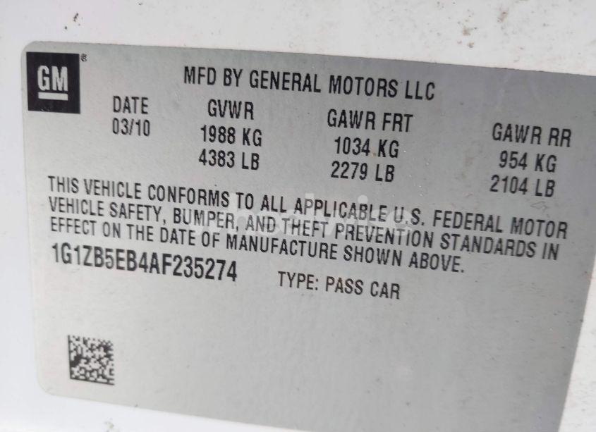 Photo 9 of 2010 Chevrolet Malibu LS (VIN 1G1ZB5EB4AF235274)