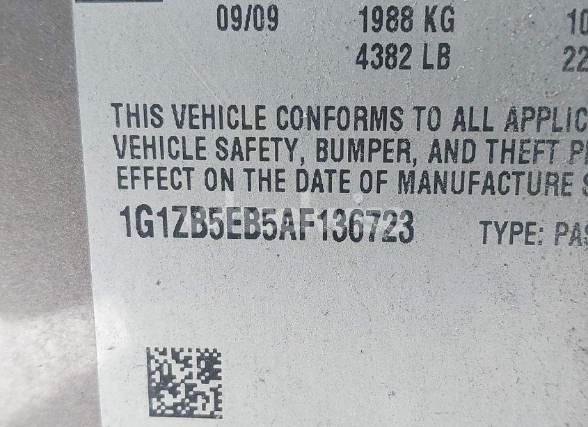 Photo 9 of 2010 Chevrolet Malibu LS (VIN 1G1ZB5EB5AF136723)