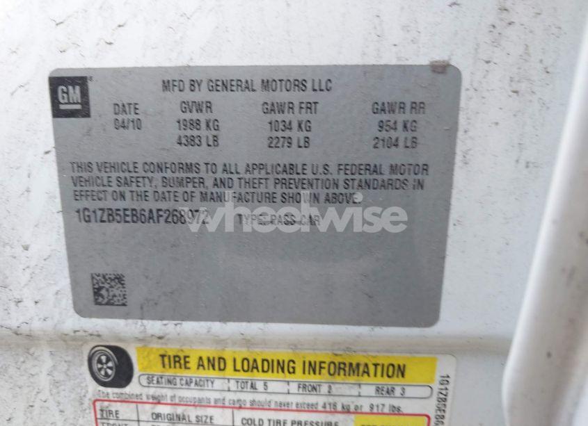 Photo 9 of 2010 Chevrolet Malibu LS (VIN 1G1ZB5EB6AF268972)