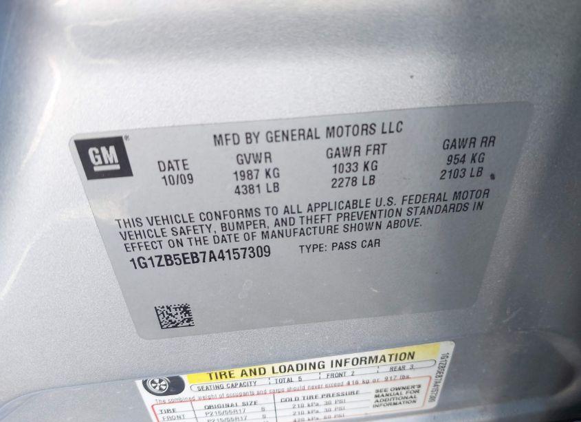 Photo 9 of 2010 Chevrolet Malibu LS (VIN 1G1ZB5EB7A4157309)