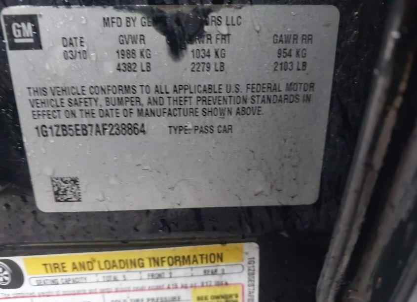 Photo 9 of 2010 Chevrolet Malibu LS (VIN 1G1ZB5EB7AF238864)