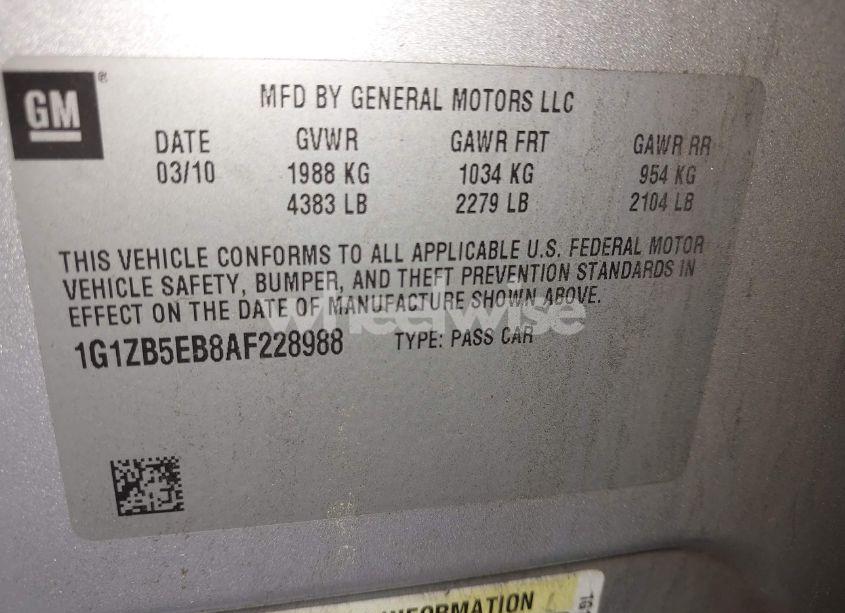 Photo 9 of 2010 Chevrolet Malibu LS (VIN 1G1ZB5EB8AF228988)