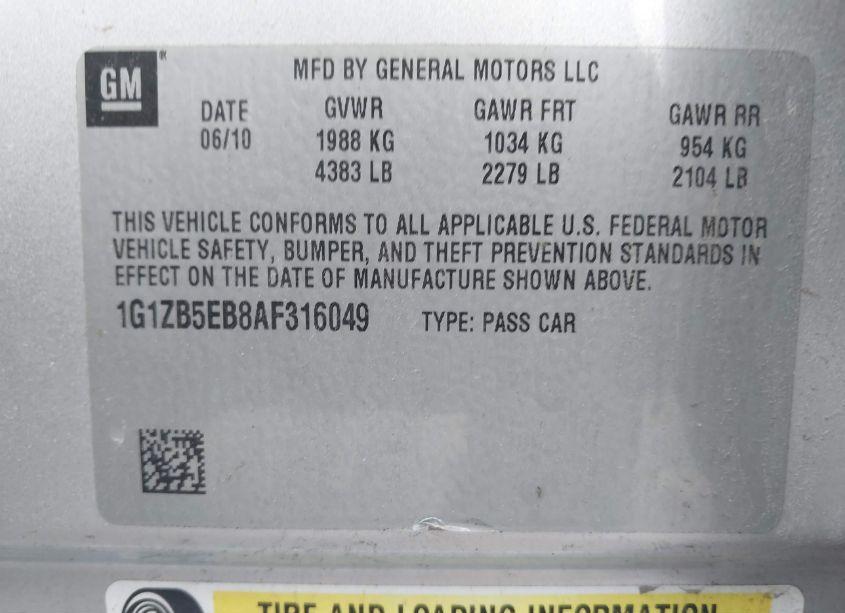 Photo 9 of 2010 Chevrolet Malibu LS (VIN 1G1ZB5EB8AF316049)