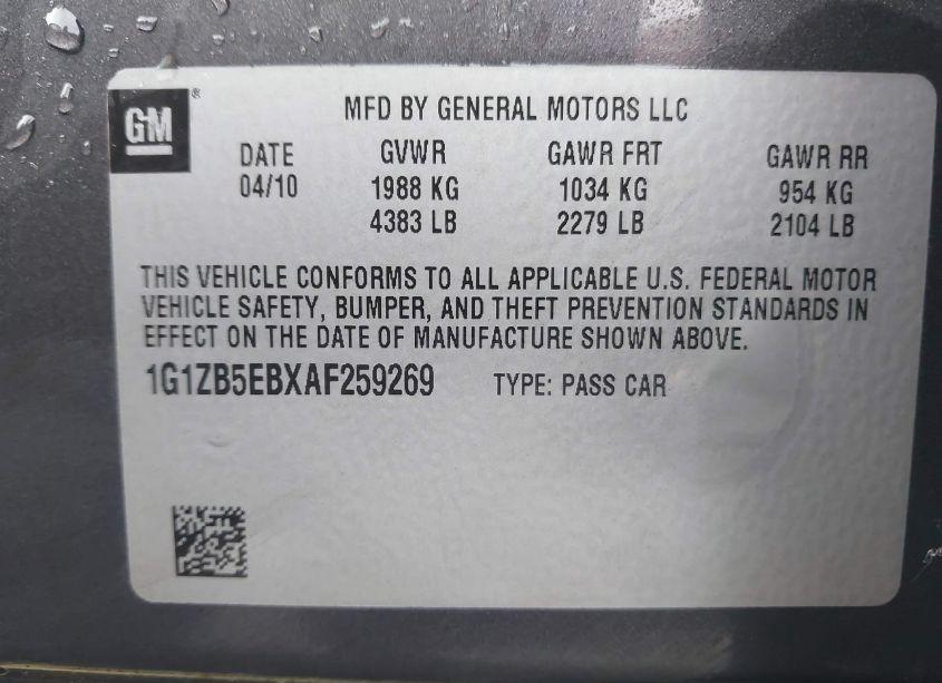 Photo 9 of 2010 Chevrolet Malibu LS (VIN 1G1ZB5EBXAF259269)