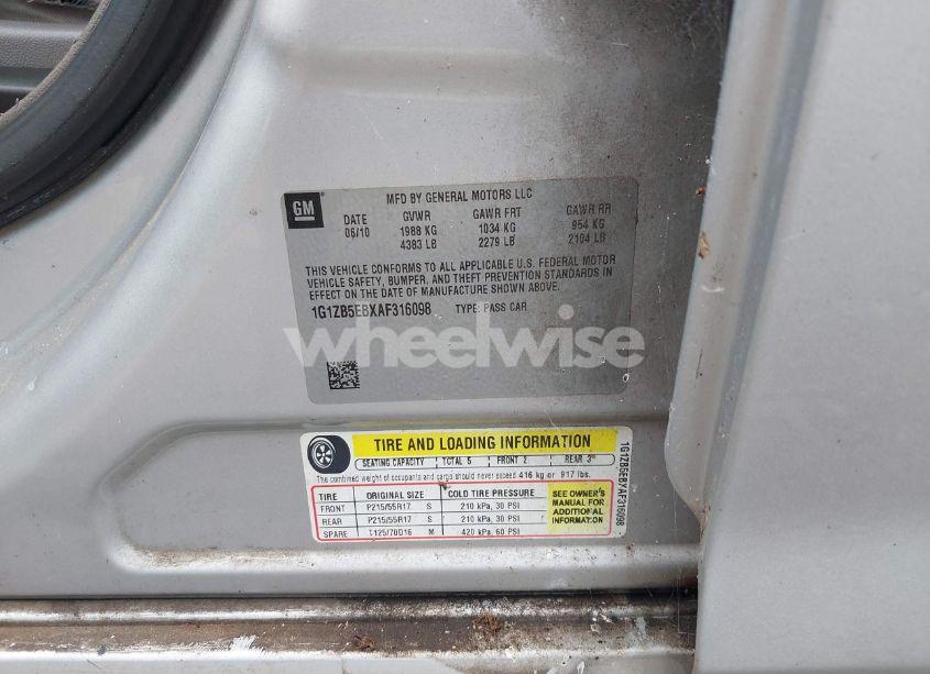 Photo 9 of 2010 Chevrolet Malibu LS (VIN 1G1ZB5EBXAF316098)