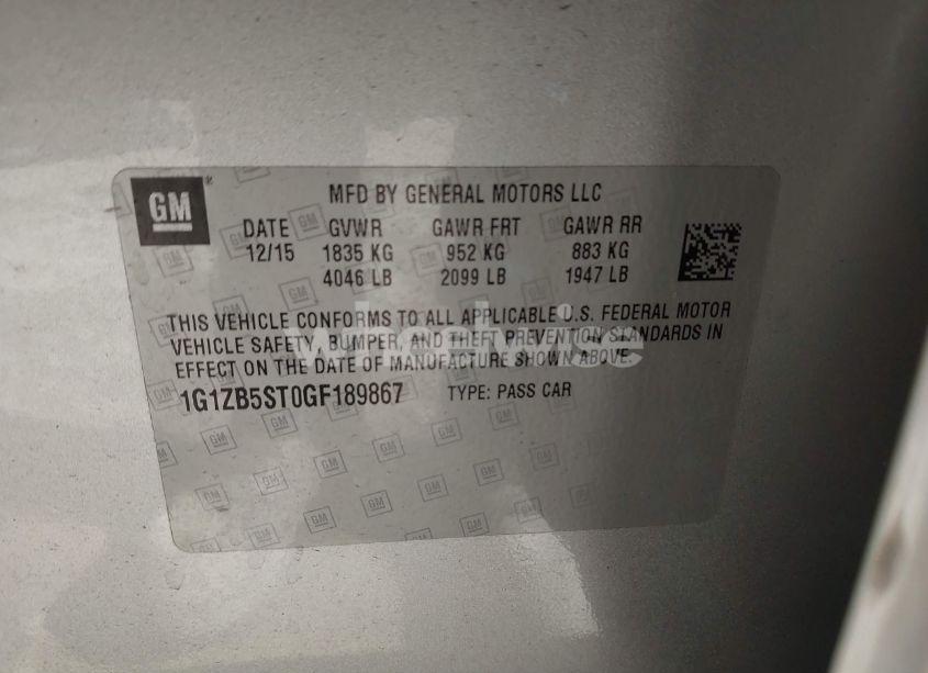 Photo 9 of 2016 Chevrolet Malibu LS (VIN 1G1ZB5ST0GF189867)