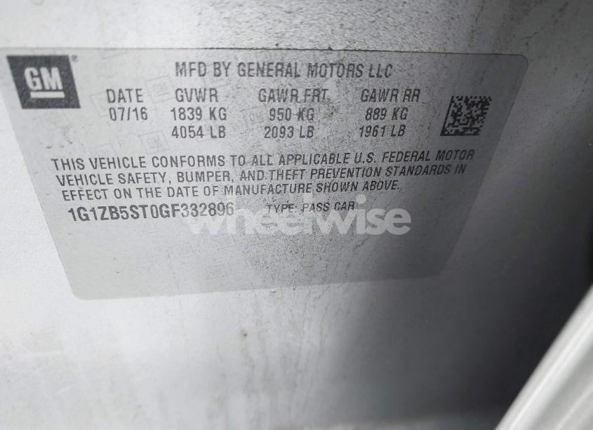 Photo 9 of 2016 Chevrolet Malibu LS (VIN 1G1ZB5ST0GF332896)