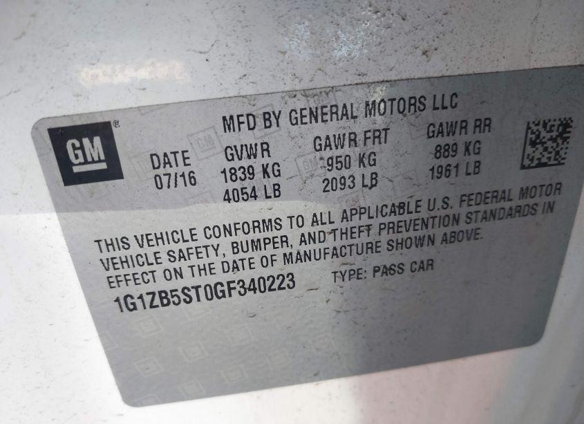 Photo 9 of 2016 Chevrolet Malibu LS (VIN 1G1ZB5ST0GF340223)