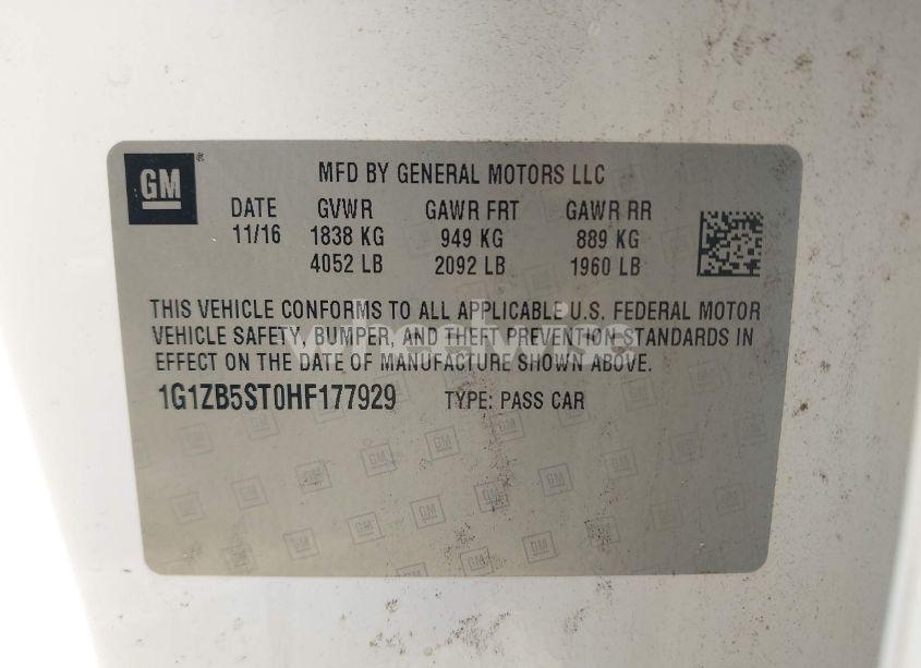 Photo 9 of 2017 Chevrolet Malibu LS (VIN 1G1ZB5ST0HF177929)