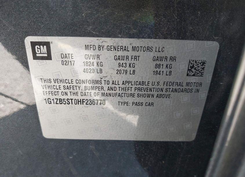 Photo 9 of 2017 Chevrolet Malibu LS (VIN 1G1ZB5ST0HF236770)