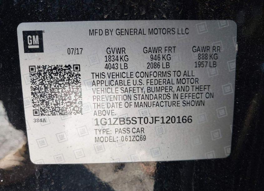 Photo 9 of 2018 Chevrolet Malibu 1LS (VIN 1G1ZB5ST0JF120166)