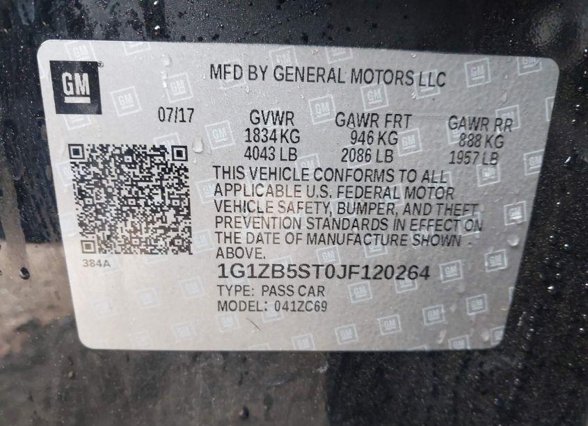 Photo 9 of 2018 Chevrolet Malibu 1LS (VIN 1G1ZB5ST0JF120264)