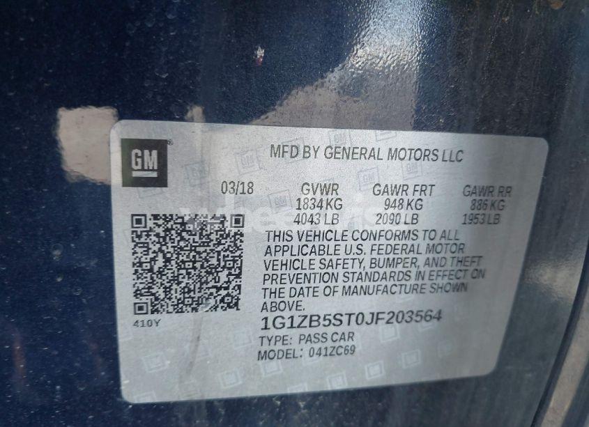 Photo 9 of 2018 Chevrolet Malibu 1LS (VIN 1G1ZB5ST0JF203564)