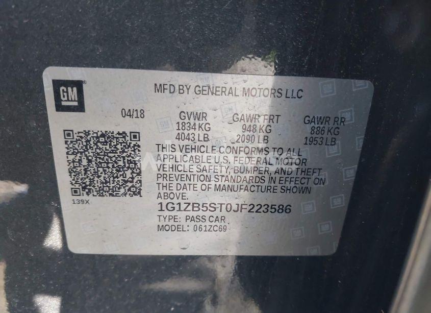 Photo 9 of 2018 Chevrolet Malibu 1LS (VIN 1G1ZB5ST0JF223586)