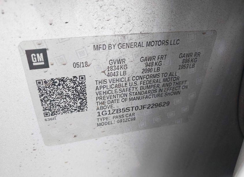 Photo 9 of 2018 Chevrolet Malibu 1LS (VIN 1G1ZB5ST0JF229629)