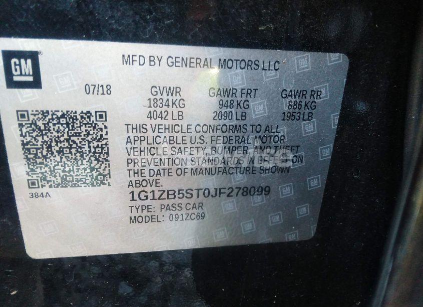 Photo 9 of 2018 Chevrolet Malibu 1LS (VIN 1G1ZB5ST0JF278099)