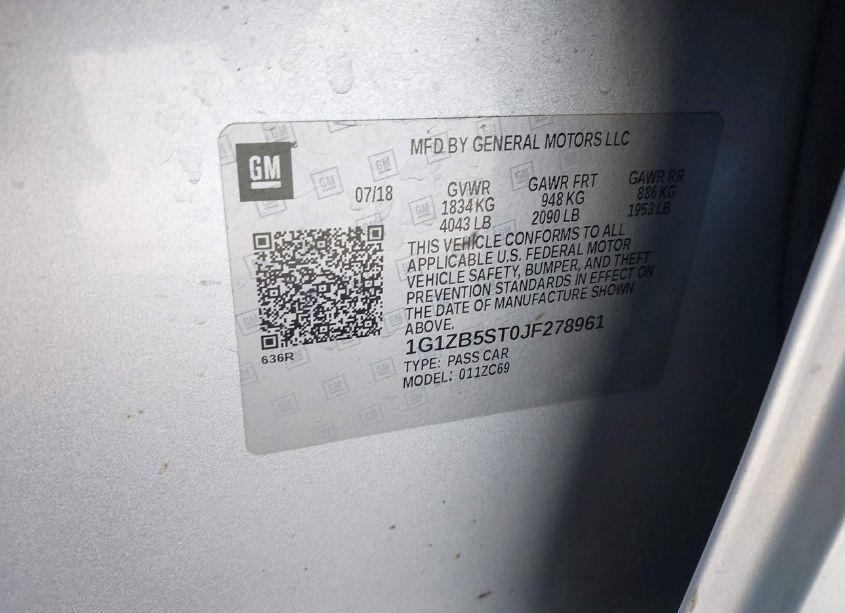 Photo 9 of 2018 Chevrolet Malibu 1LS (VIN 1G1ZB5ST0JF278961)