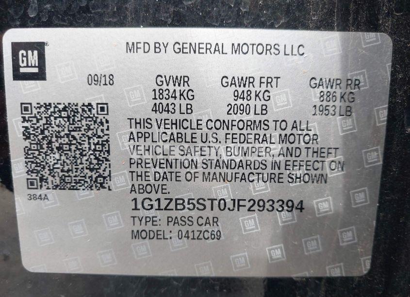 Photo 9 of 2018 Chevrolet Malibu 1LS (VIN 1G1ZB5ST0JF293394)