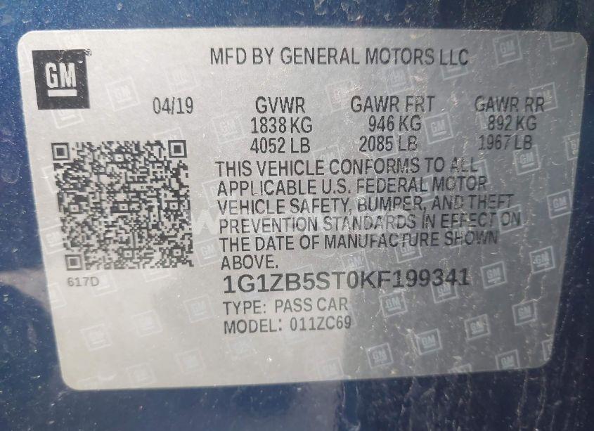 Photo 9 of 2019 Chevrolet Malibu 1LS (VIN 1G1ZB5ST0KF199341)