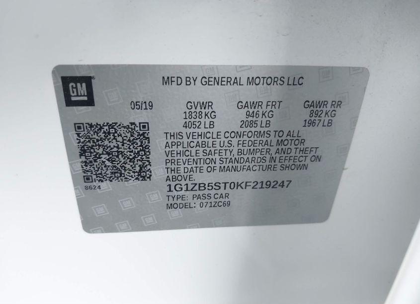 Photo 9 of 2019 Chevrolet Malibu 1LS (VIN 1G1ZB5ST0KF219247)