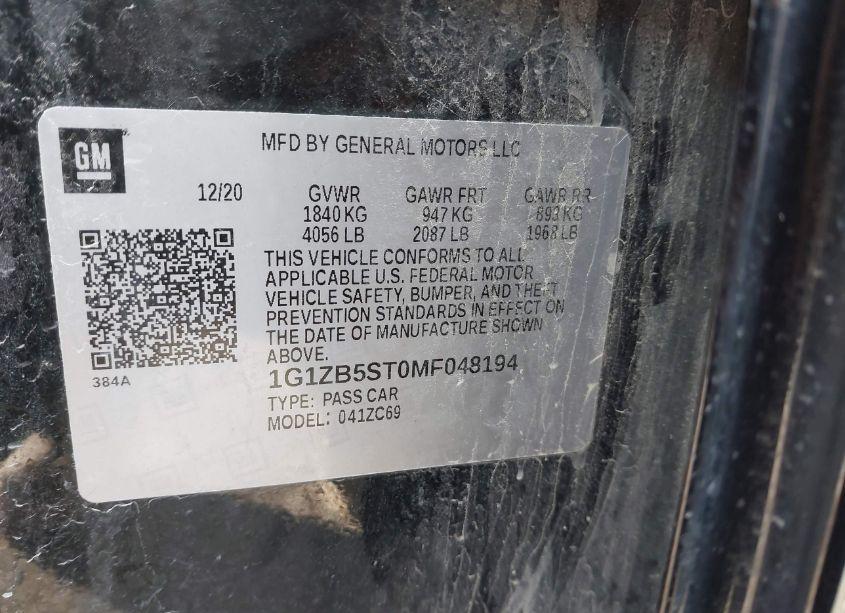 Photo 9 of 2021 Chevrolet Malibu FWD LS (VIN 1G1ZB5ST0MF048194)