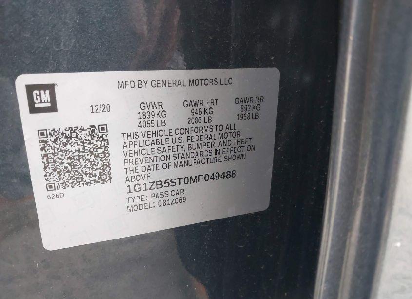 Photo 9 of 2021 Chevrolet Malibu FWD LS (VIN 1G1ZB5ST0MF049488)