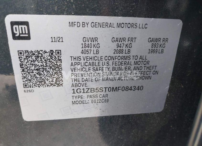 Photo 9 of 2021 Chevrolet Malibu FWD LS (VIN 1G1ZB5ST0MF084340)