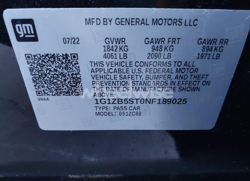 Photo 9 of 2022 Chevrolet Malibu FWD LS (VIN 1G1ZB5ST0NF189025)