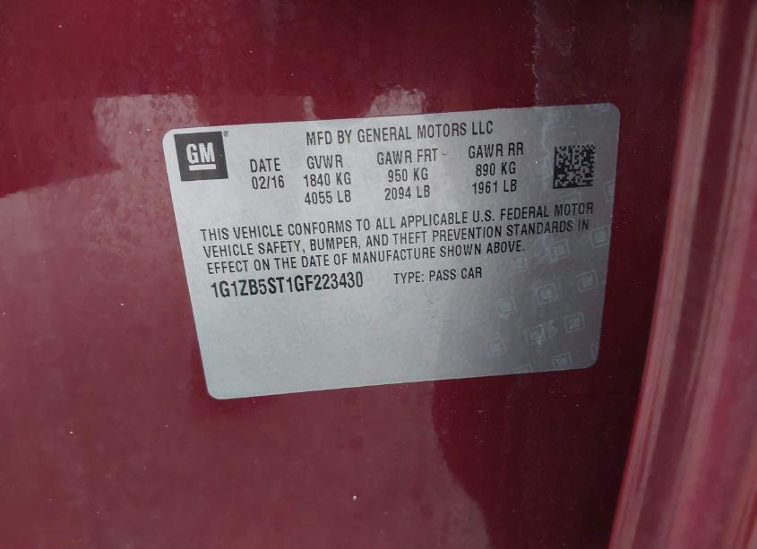 Photo 9 of 2016 Chevrolet Malibu LS (VIN 1G1ZB5ST1GF223430)