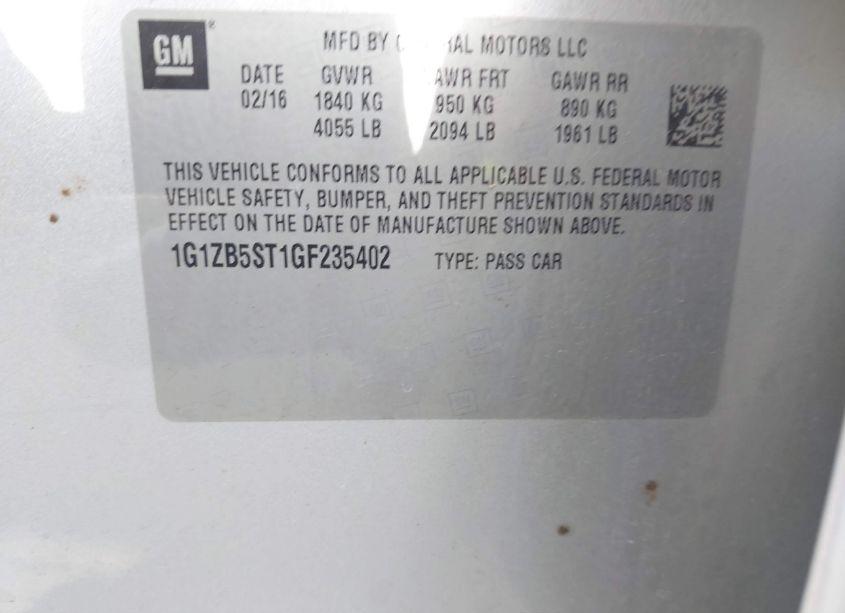 Photo 9 of 2016 Chevrolet Malibu LS (VIN 1G1ZB5ST1GF235402)