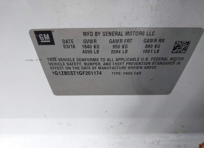 Photo 9 of 2016 Chevrolet Malibu LS (VIN 1G1ZB5ST1GF261174)