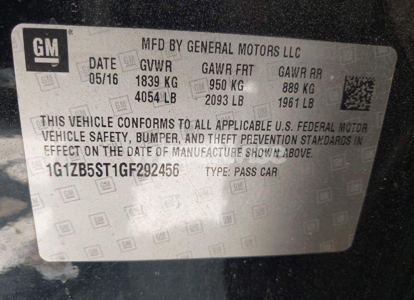 Photo 9 of 2016 Chevrolet Malibu LS (VIN 1G1ZB5ST1GF292456)