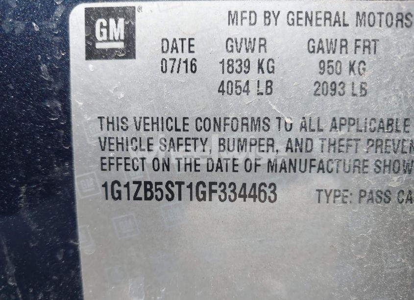 Photo 9 of 2016 Chevrolet Malibu LS (VIN 1G1ZB5ST1GF334463)