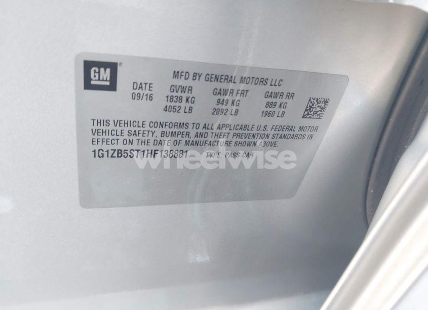 Photo 9 of 2017 Chevrolet Malibu LS (VIN 1G1ZB5ST1HF138881)