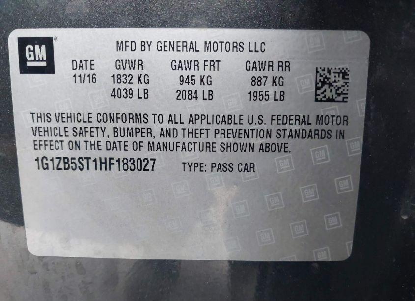 Photo 9 of 2017 Chevrolet Malibu LS (VIN 1G1ZB5ST1HF183027)