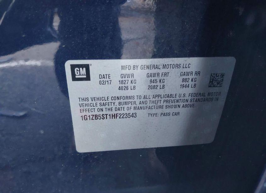 Photo 9 of 2017 Chevrolet Malibu LS (VIN 1G1ZB5ST1HF223543)