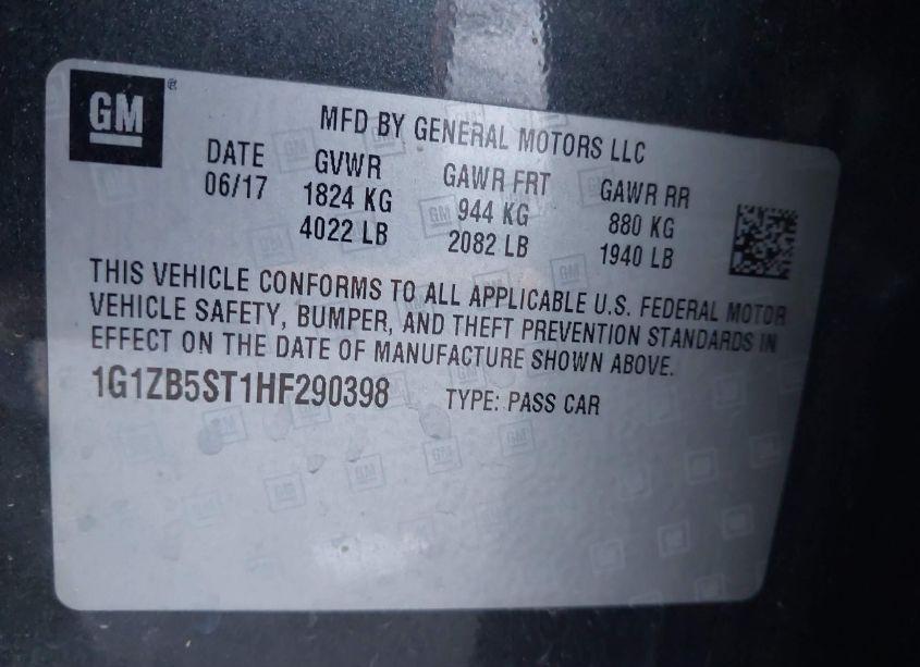 Photo 9 of 2017 Chevrolet Malibu LS (VIN 1G1ZB5ST1HF290398)