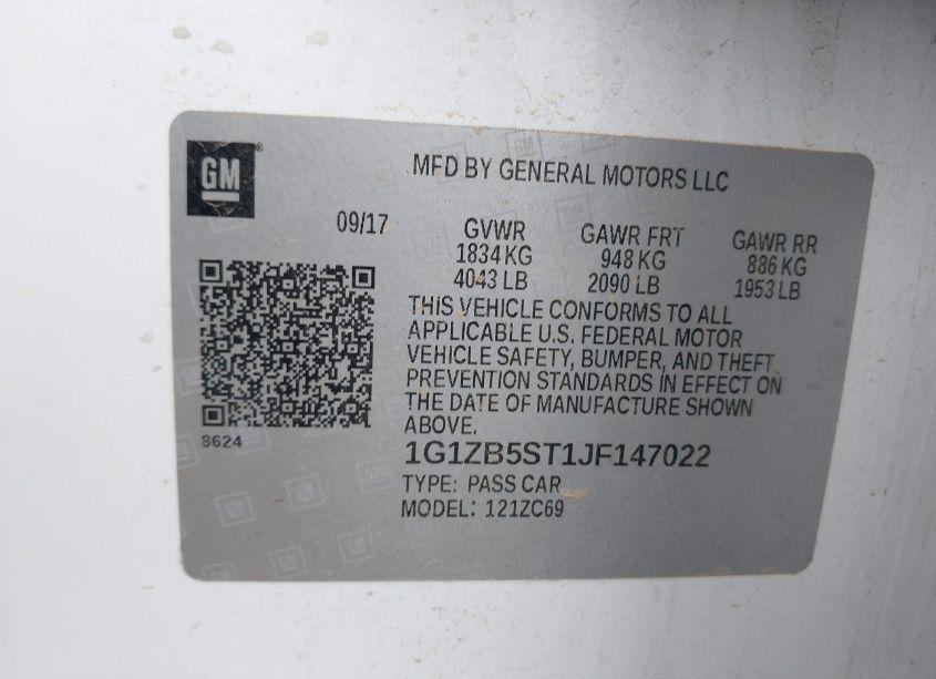 Photo 9 of 2018 Chevrolet Malibu 1LS (VIN 1G1ZB5ST1JF147022)